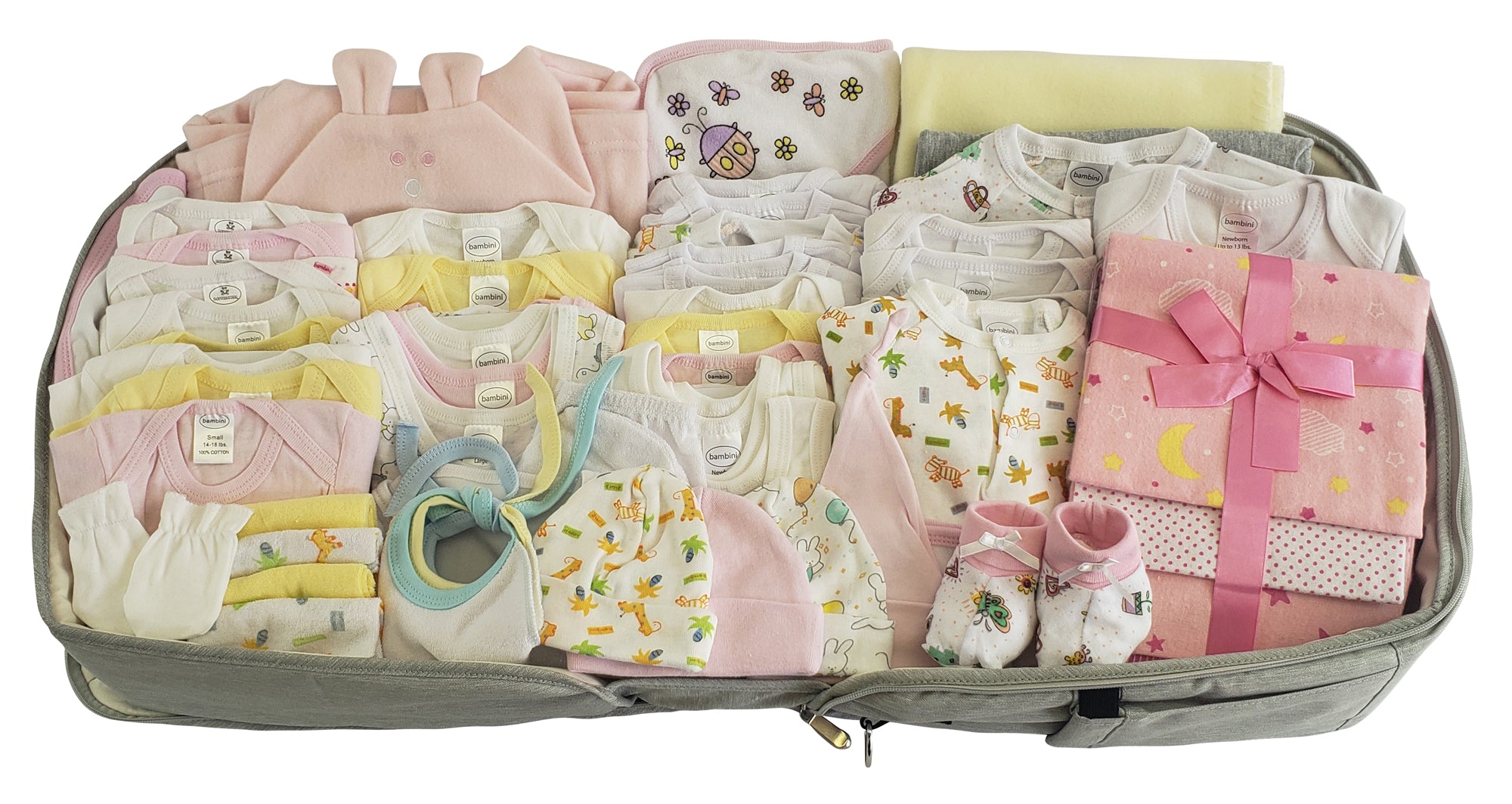 Girls 62 pc Baby Clothing Starter Set With Diaper Bag
